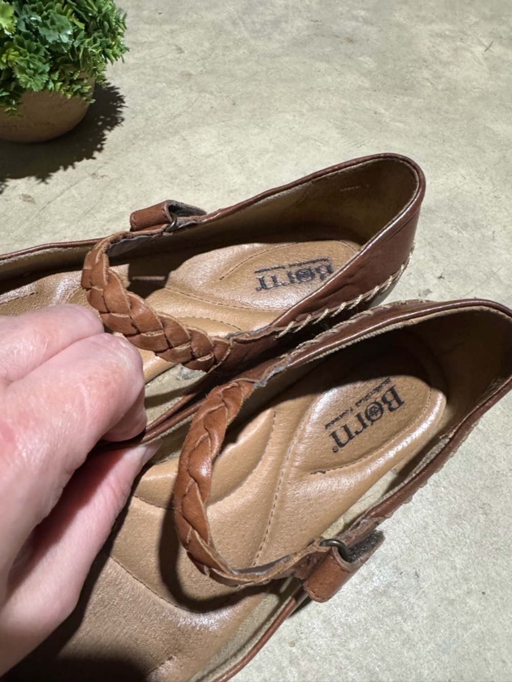 Born Women’s Brown Braided Strap Flats - Picture 3 of 6